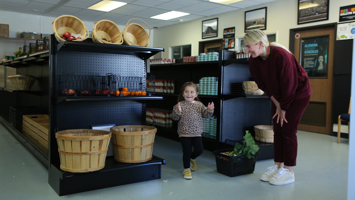 Family at the food pantry